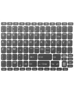 N50 Samolepky na klávesnici - tmavě šedé pozadí - velká sada - 12,5mm x 0,5mm